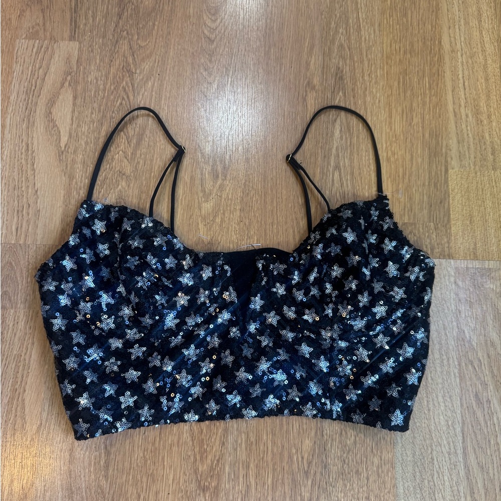 Anthropologie Black Sequin Camisole